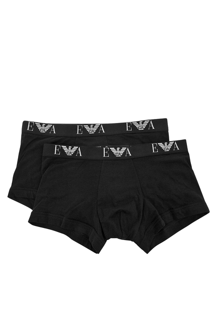 Emporio Armani Cotton Stretch EA Logo Trunks, Pack of Two